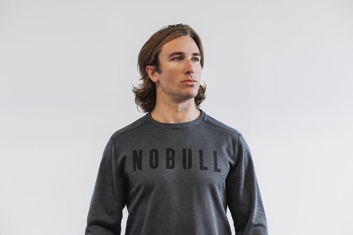 Nobull Crew Men\'s Sweatshirts Deep Grey | Australia (GI2304)